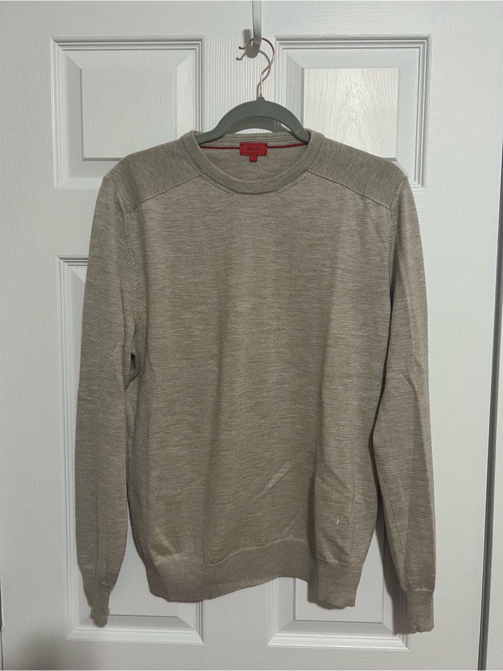 Isaia Men’s Crewneck Sweater in Light Taupe